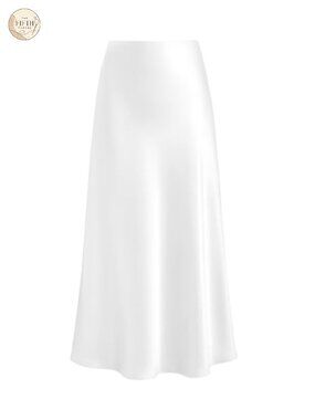 Satin High Waisted A-Line Maxi Skirt Silk Long Skirt